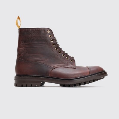 Tricker's Churchill Boots Size UK11 Dark Brown Carlo Wax Vachetta Leather