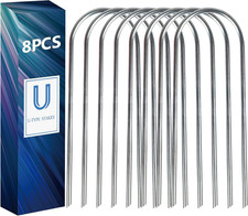 Galvanized Trampoline Stakes Heavy Duty U-Shaped Ground Anchors 8 Pcs Outdoor