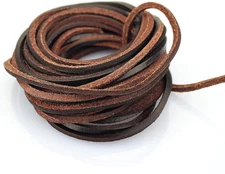 (TM) 3Mm Flat Genuine Leather Strip Cord Braiding String Dark Brown Espresso (5