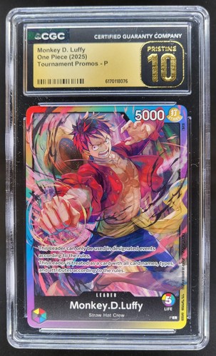 2025 ONE PIECE MONKEY D. LUFFY TOURNAMENT PROMO CGC 10 PRISTINE T RC7