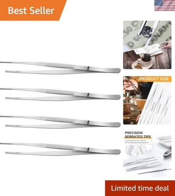 4 Packs 12 Inch Bar Tweezers Silver Cocktail Tongs Long Garnish Tweezers Stai...