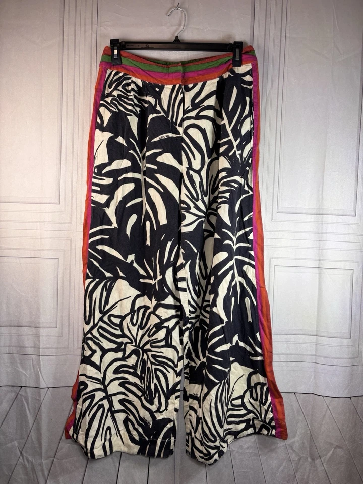 Farm Rio X Anthropologie 100% Linen Pants Womens Wide Leg Pockets Petite XL - Image 3 of 4