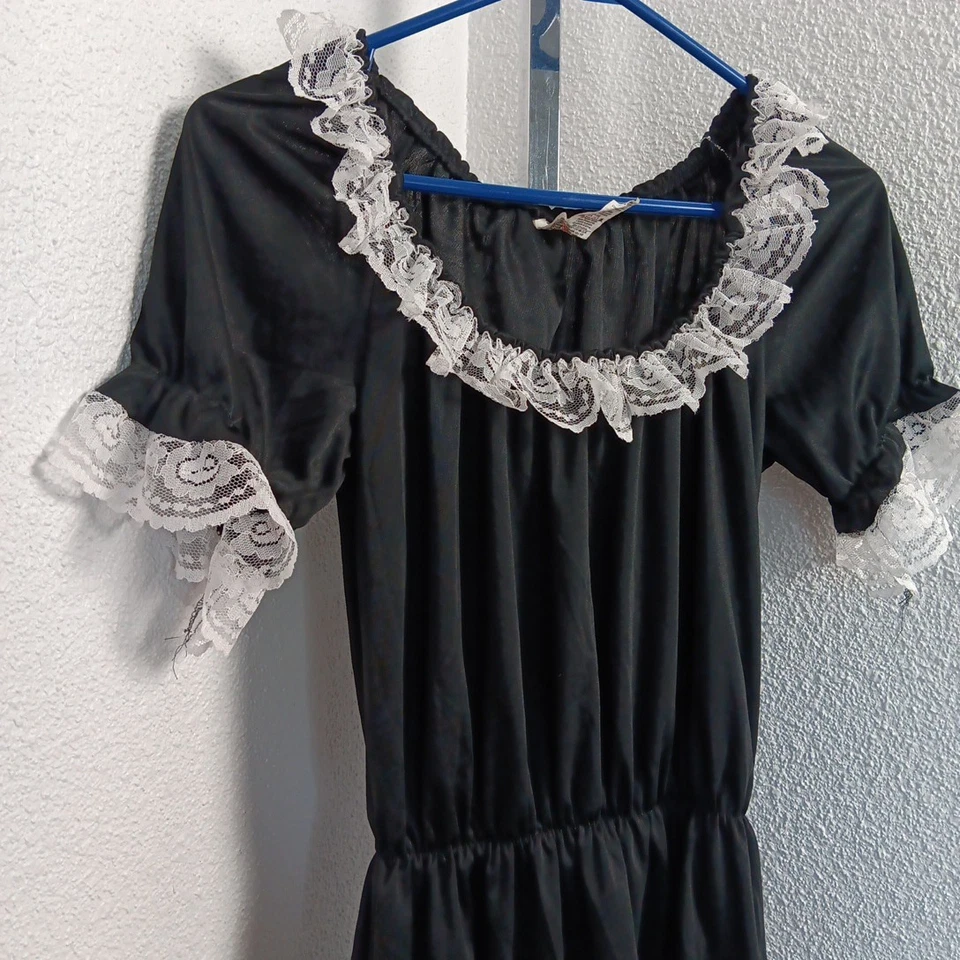 Rubies French Maid Costume One Size Fits Sm-Med Dress Only Black White Lace - Image 4 of 4