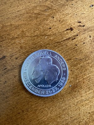NASA Vintage Apollo 8 Medallion Coin, Flown Metal 1968