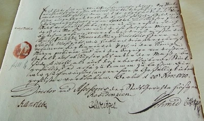 Dokument Stadtgericht BERLIN 1770, über Falschmünzerin (Falschmünzerei) - Bild 1 von 4