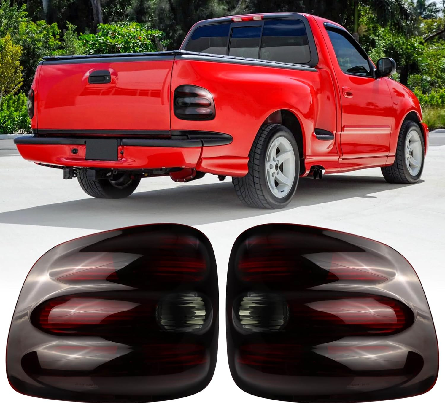 1997-2000 F-150 1997-1999 F-250 Dark Smoke Tail Lights–Compatible