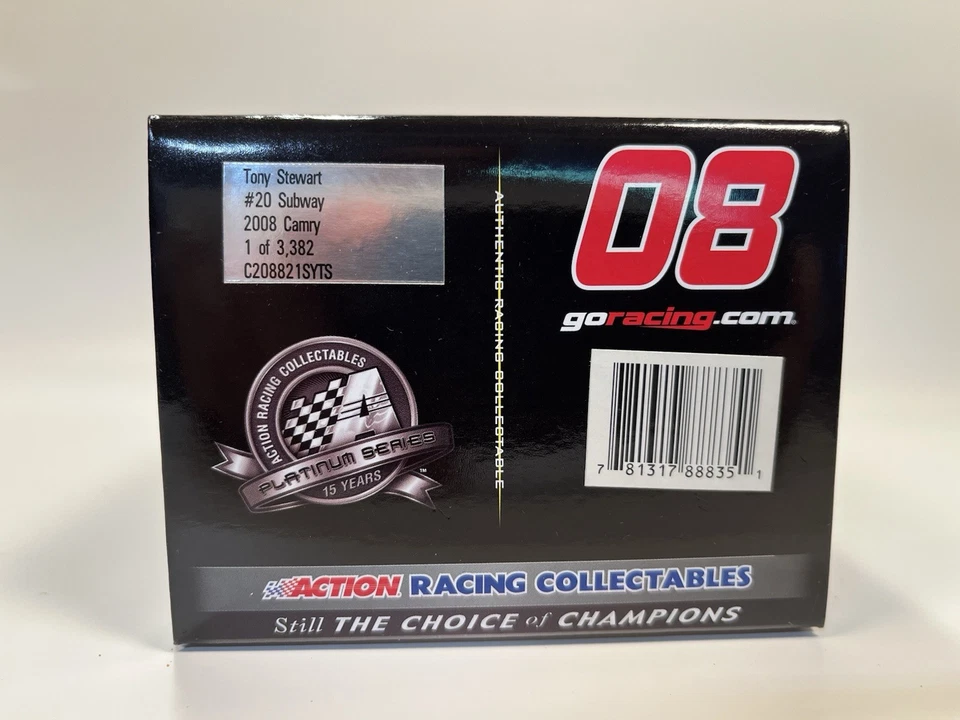 2008 Tony Stewart #20 Subway 1/24 Lionel Nascar Diecast 1/3382 BRAND NEW SEALED - Image 4 of 4