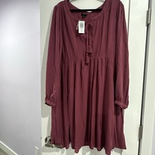 Torrid Womens Size 2 (18-20) Maroon Mini Wash Gauze Fit and Flare Dress NWT