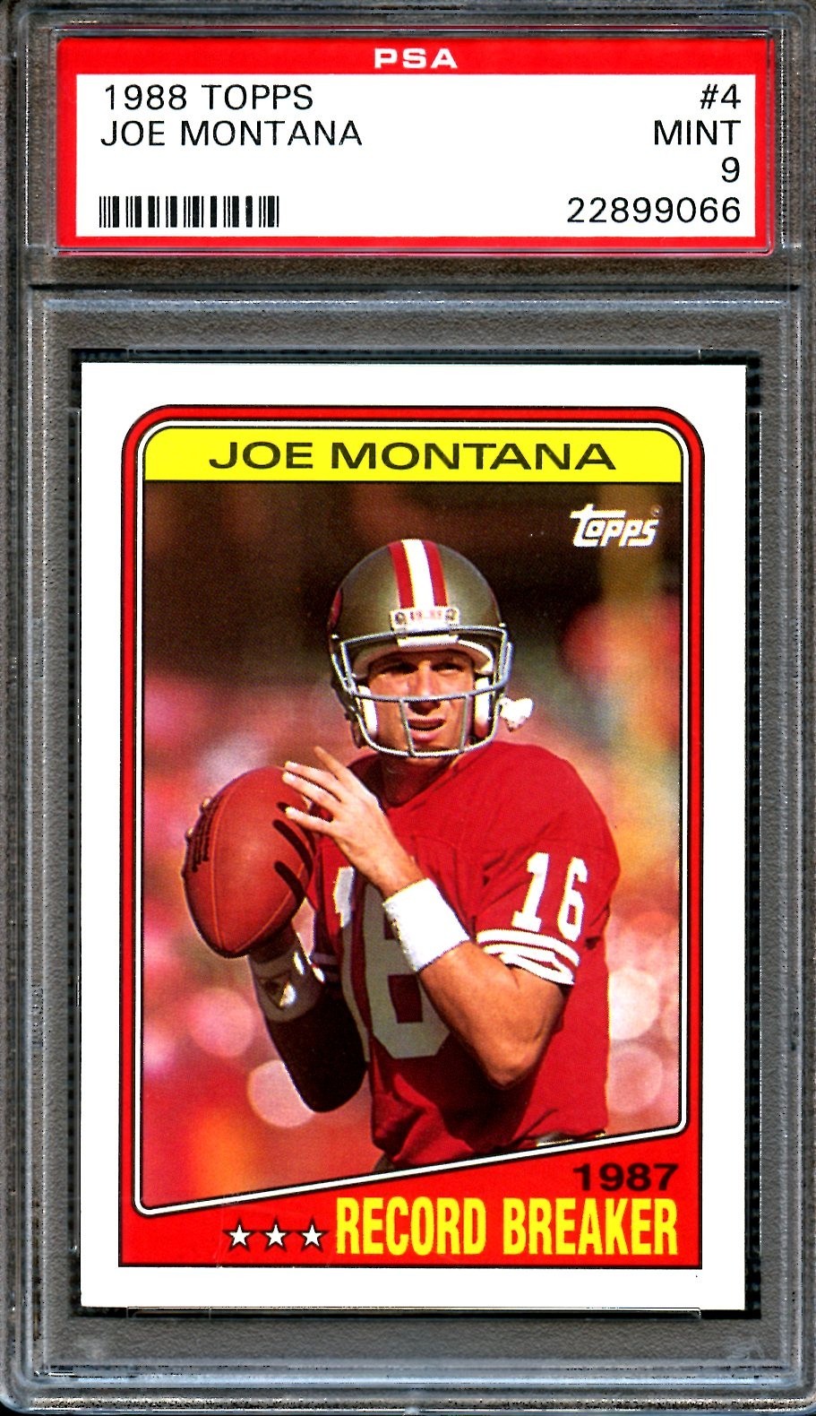 1988 TOPPS JOE MONTANA #4 RECORD BREAKER HOF PSA 9 MINT