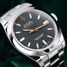 Rolex Milgauss Black Dial Orange Accents Oyster Steel MINT FULL SET 116400