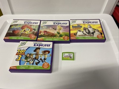 Lot of 5 LeapFrog Leapster Explorer Leap Pad Games 4 WITH CASES: Spongebob, Etc.