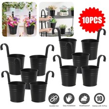 10Pcs Hanging Planter Plant Pots Trough Garden Fence Balcony Railing Flower Pot