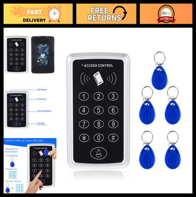 Stand-Alone Door Access Control System, Password Keypad & 5 Key Fobs for Home Se