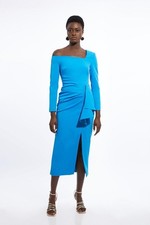 Karen Millen Bodycon Midi Dress UK10 in Blue RRP £199