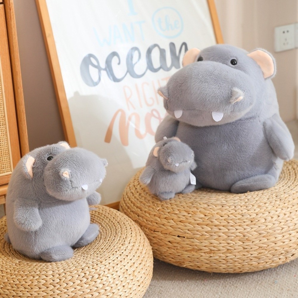 Soft Hippo Plush Toy Fluffy Gray Plushie Hippo Cute Herapy Toy  Home Decor
