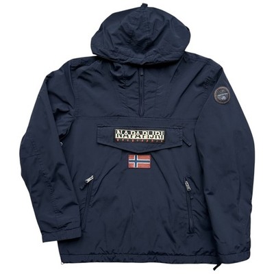 Napapijri Rainforest Winter Fleece gefütterter Anorak blau Kapuze Jacke XL