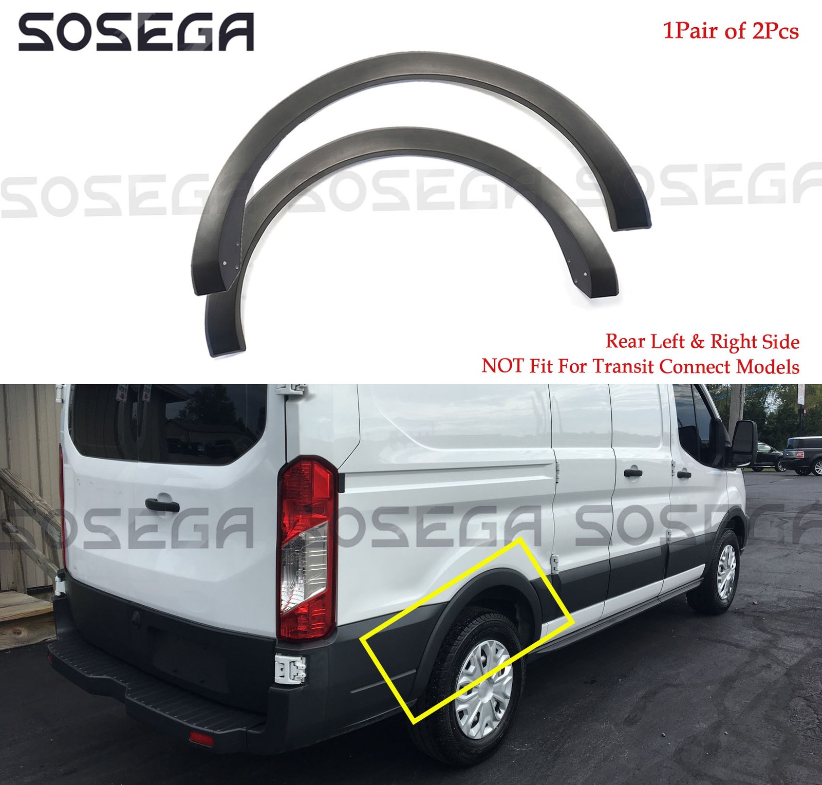 For Ford Transit 150 250 350 2015-2018 Rear Left Right Fender Flare Molding Trim