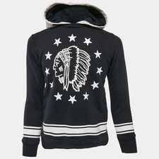 Moncler Kids Navy Blue Printed Cotton Hoodie Sweatshirt 10 Yrs