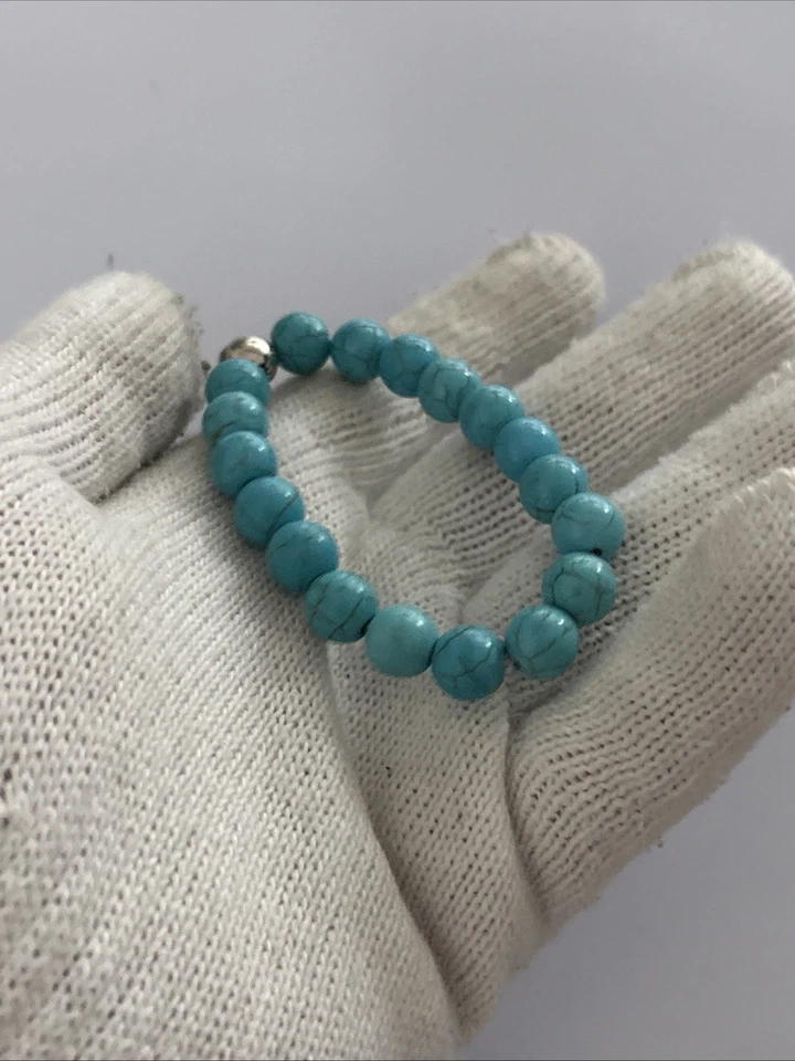 Chrome Hearts Turquoise Beads Bracelet With CH Charm Turquoise Earth Stones - Image 4 of 4