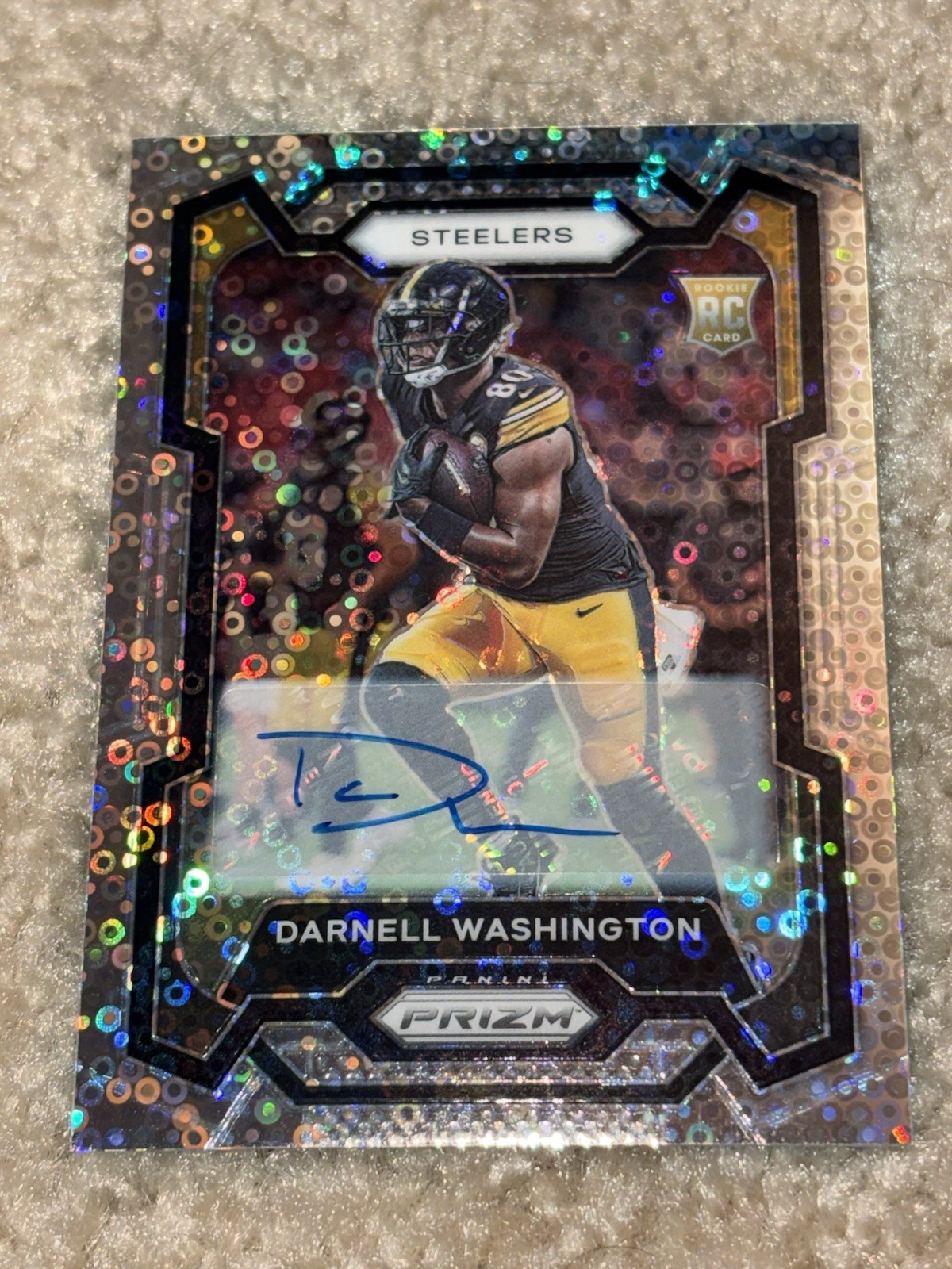 2023 Panini Prizm Darnell Washington Silver No Huddle Disco RC Auto #384