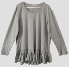 LOGO by Lori Goldstein Tunic Relaxed Long Sleeve Pullover Cotton Pleated Hem- XL