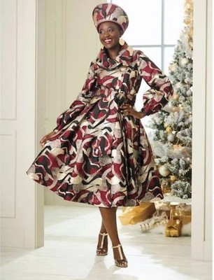 8 Ashro Red Gold Formal Wedding Kelcia Fit & Flare Jacquard Dress Baloon Sleeves
