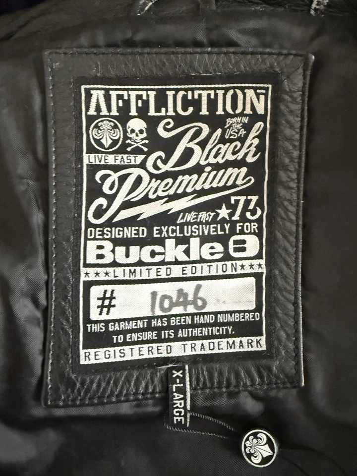 Affliction Black Premium Leather Jacket - Image 3 of 3