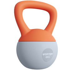 Kettlebell 8kg Orange Grey Soft Body Metal Sand Non-Slip Handle Flat 19x19x28cm