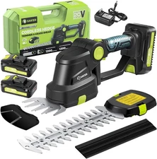 Saker Cordless Hedge Trimmer 20V 2 Batteries Case Shrub Grass Shears Handheld
