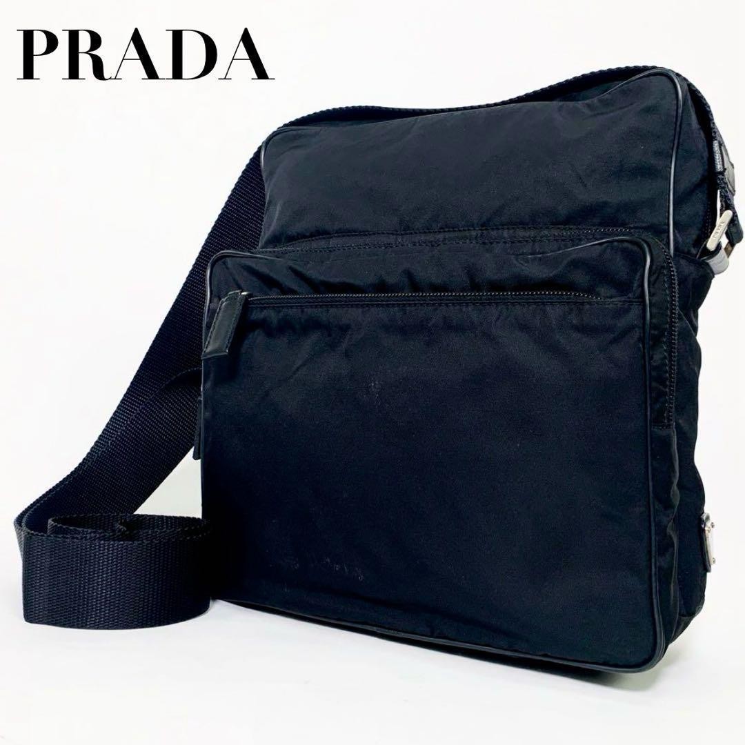 Prada Black Nylon Crossbody Bag with Triangle Logo Unisex Compact Shoulder-image