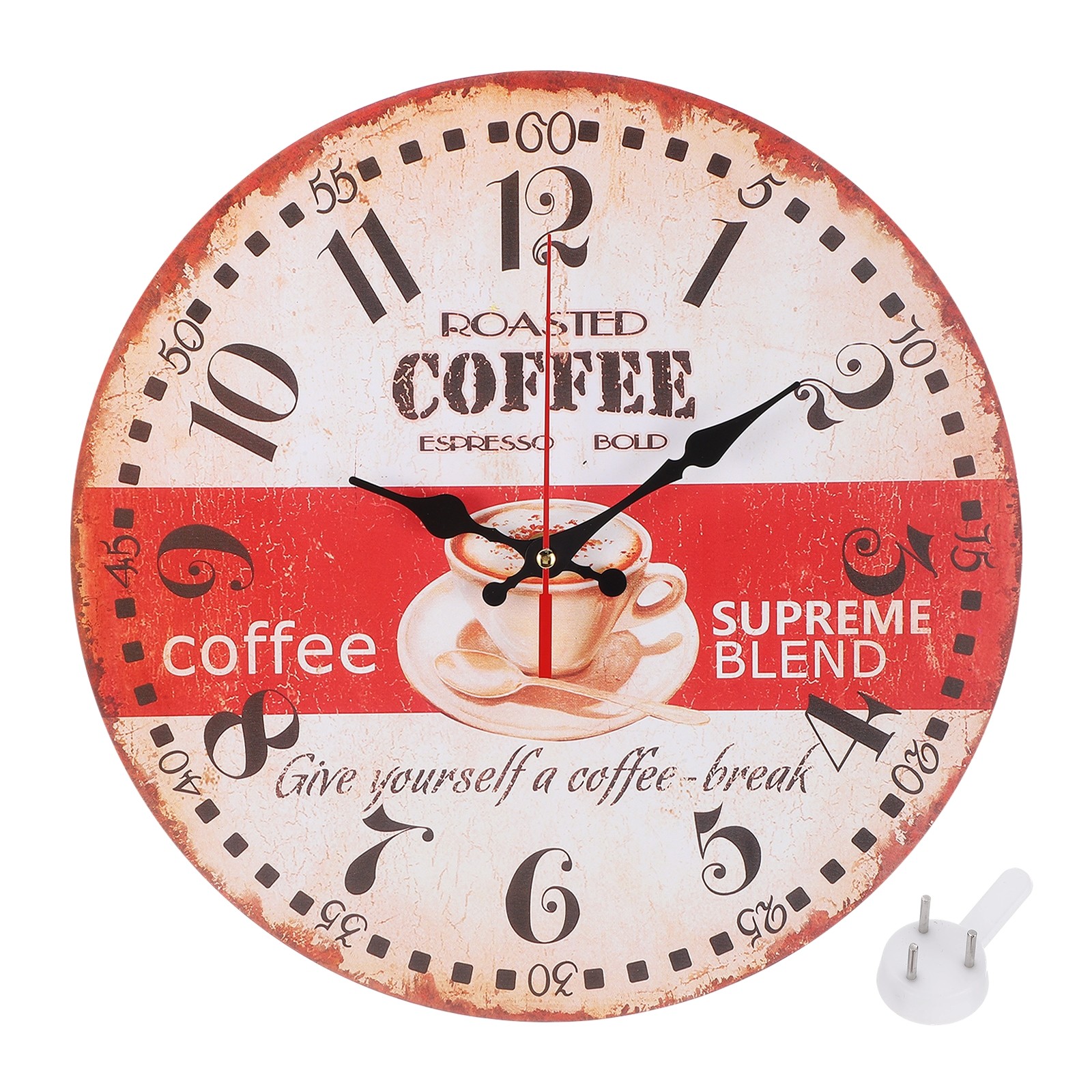 12" Coffee Themed Vintage Wall Clock