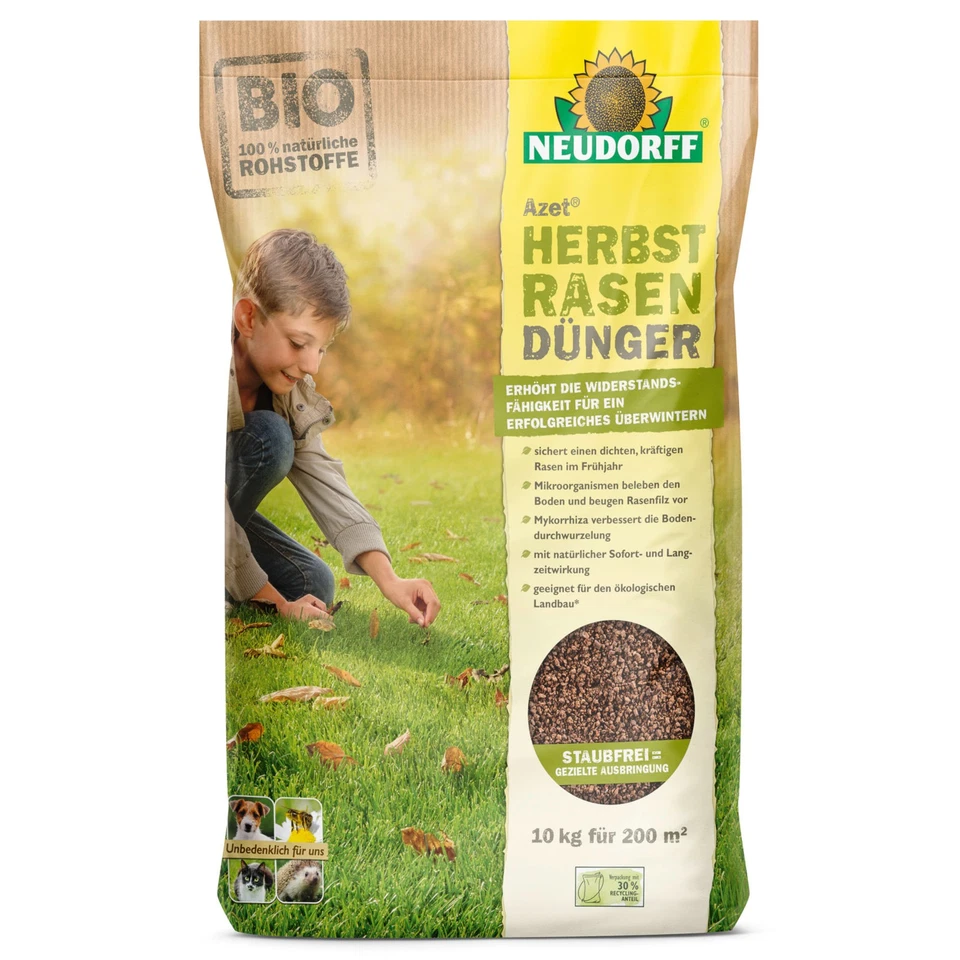 NEUDORFF Azet Herbstrasendünger 10 kg für 200qm Herbst Rasendünger Kalium Dünger