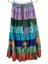 Patchwork Palazzo Pants One Size Tiered Floral Geometric Wide Leg Boho Hippie