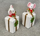 Vintage Ceramic Christmas Package Mice Mouse Salt & Pepper Shakers Japan — photo 2