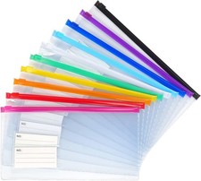 10 Pack Zipper Plastic Envelopes, Small Plastic Envelopes, A6 Size for Pencil