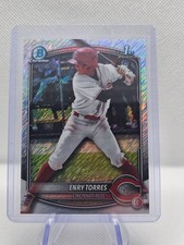 2025 Bowman Chrome # BCP-168 Enry Torres 1st Bowman Shimmer Refractor. Reds