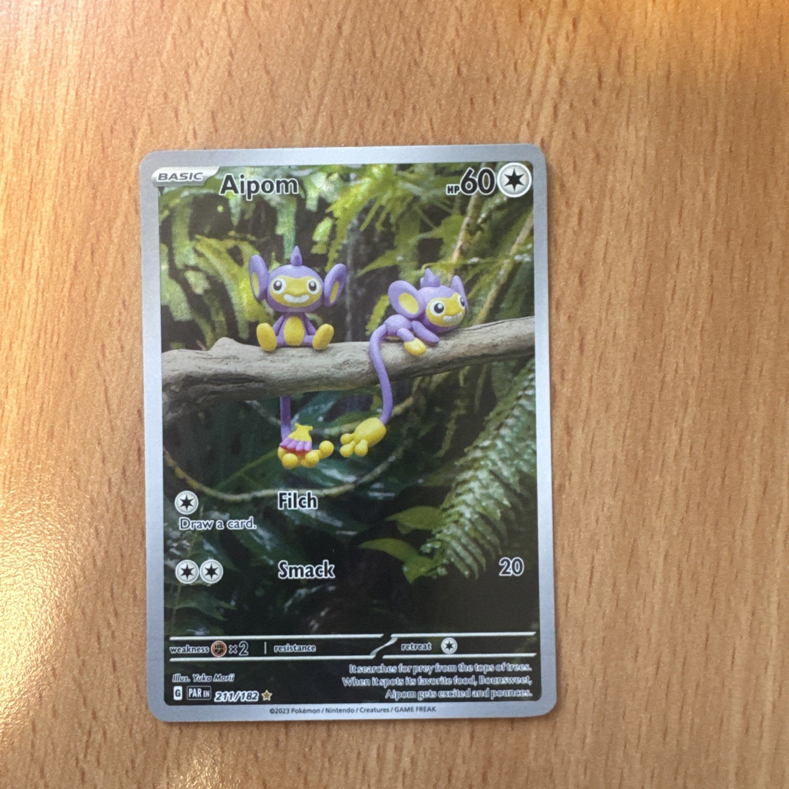 Pokemon TCG Aipom 211/182 Paradox Rift Illustration Rare Holo Eng 60HP 2023