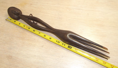 Iculanibokola Fijian Cannibal Fork Fiji Tribal Carved Wood Chief Art Ceremonial