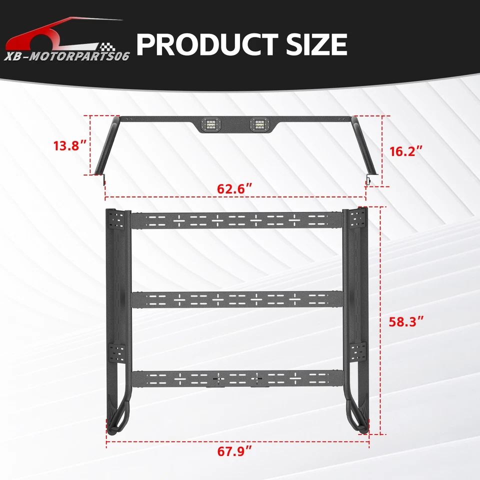13.8'' Full-Size Rear Ladder Rack Back For 2007-2013 Toyota Tundra w/ Bed Rails Foto 3 de 4