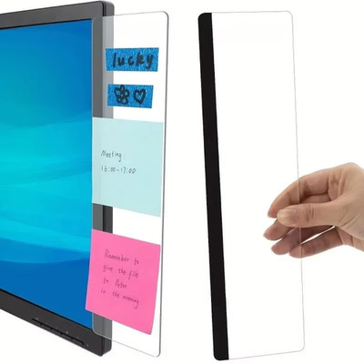 Computer Monitor Memo Board Side Panel Sticky Note Holder Office Desk Decor