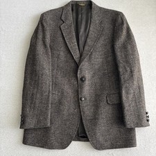 Vintage Harris Tweed Blazer Sport Coat Mens 46L Half Lined Gray Grandpacore