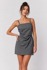 NA-KD Gray Draped Mini Dress Ruched Waist Strappy Bodycon Size 38 Approx. US 6