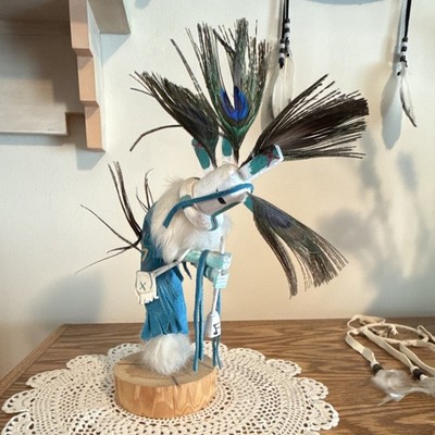 Takpelli Handmade Native American Kokopelli Kachina Doll Wood Base Signed