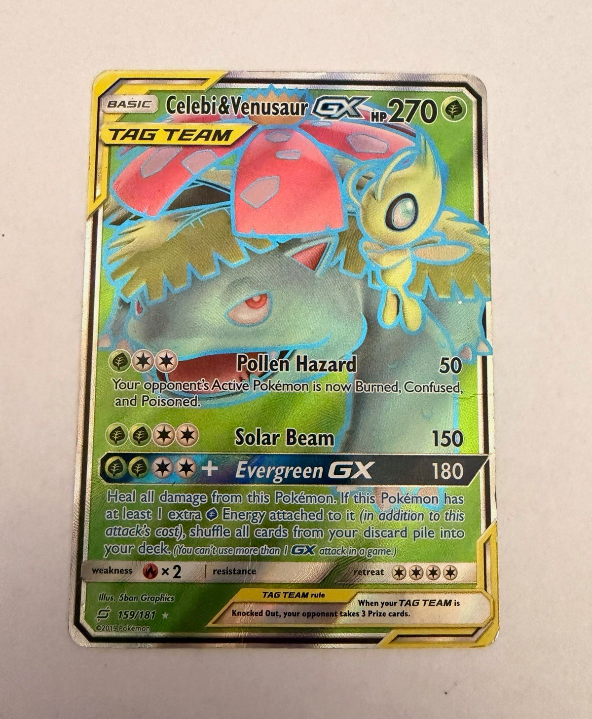 Pokemon TCG Celebi & Venusaur GX Sm-Team Up 159/181 Ultra Rare Full Art Holo