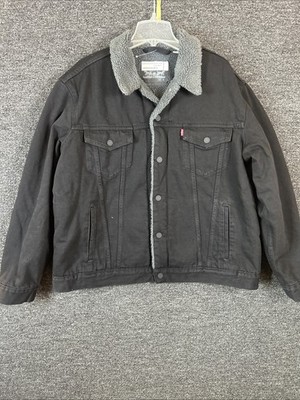 Levi's Men s Sherpa Trucker Jacket, Black, Size XL