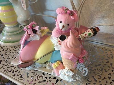 Teddy Bärchen Marshmallow Eistüte Kekse Sahne Candy n. Tilda Art Landhaus NEU