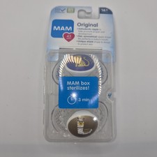 MAM Original 2-Pk Blue  Gold Safari Animals Free Pacifiers W/Steril Case 16 