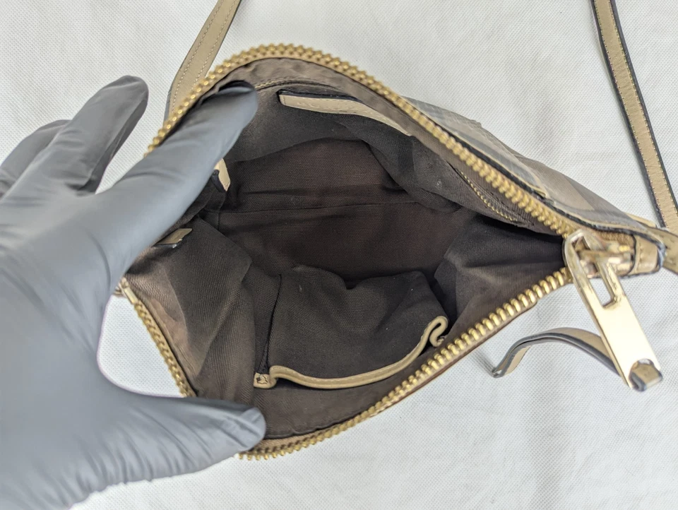 BURBERRY Smoked Check PVC Coated Canvas Saddle Stitch Crossbody Bag - Image 3 of 4