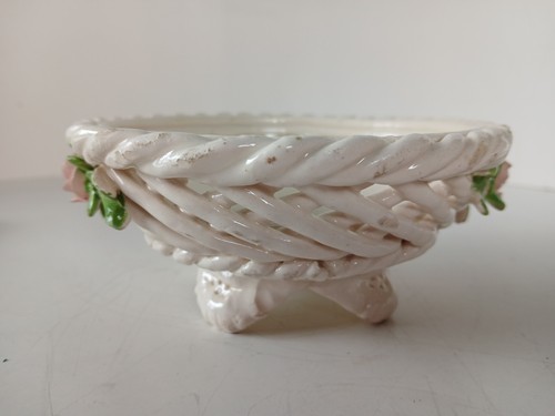 Capodimonte style Porcelain Lattice Rose Candy Dish Bowl With MisMatched Cover - Picture 6 of 16