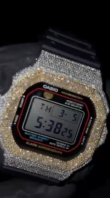 Black G-Shock DW-5600 5CT Natural Diamond Two Tone Yellow Bezel